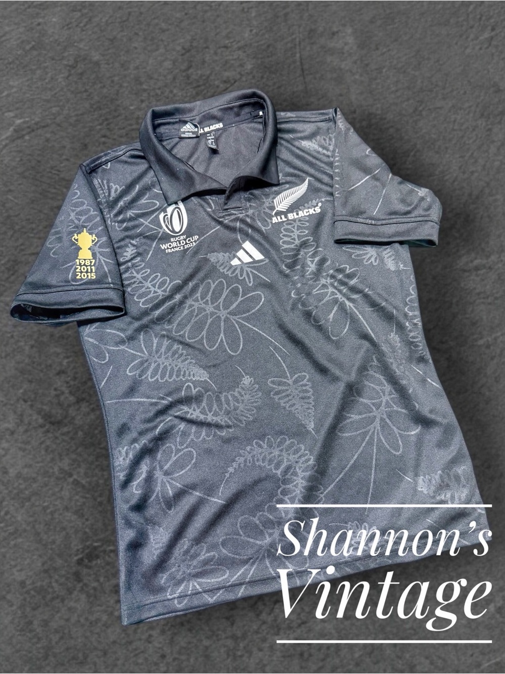 Adidas All Blacks Rugby World Cup 2023 Men’s sz Medium Home Replica Jersey A49